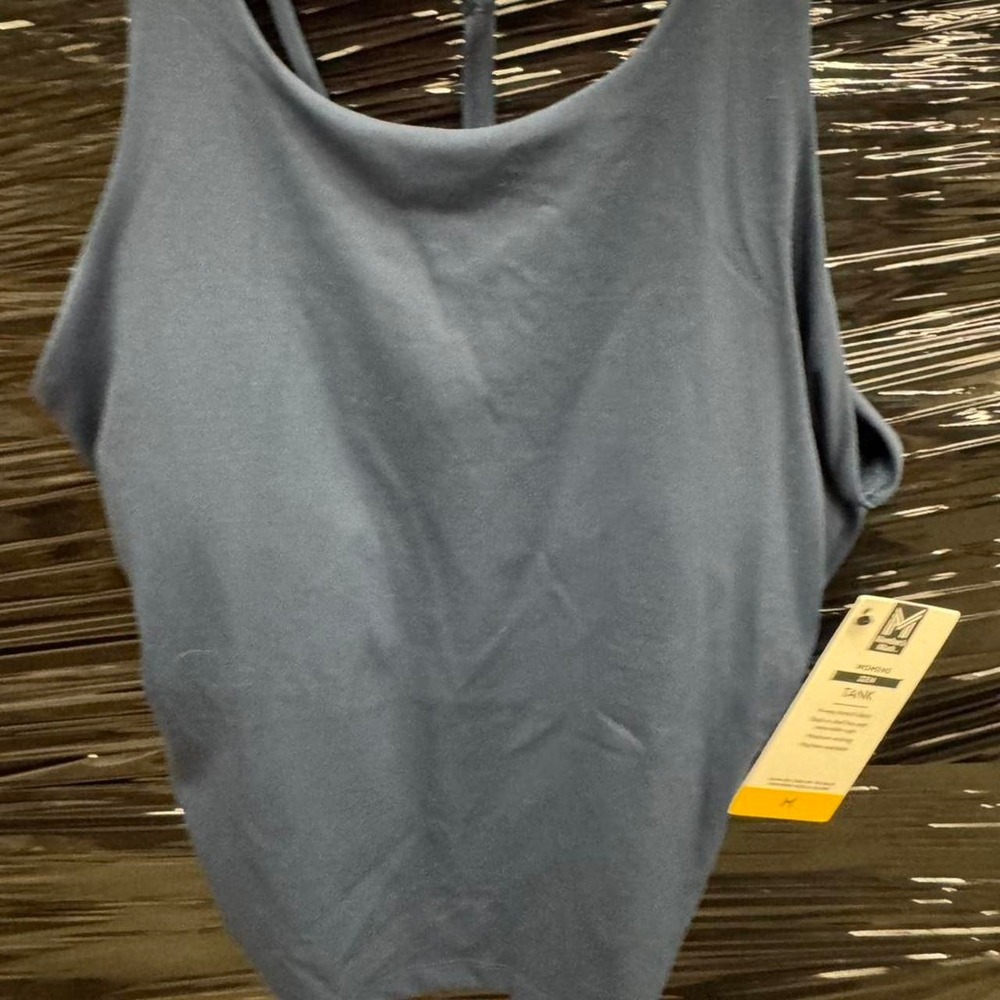Women's Slate Blue Backless Crop Top U Back Sleeveless NWT